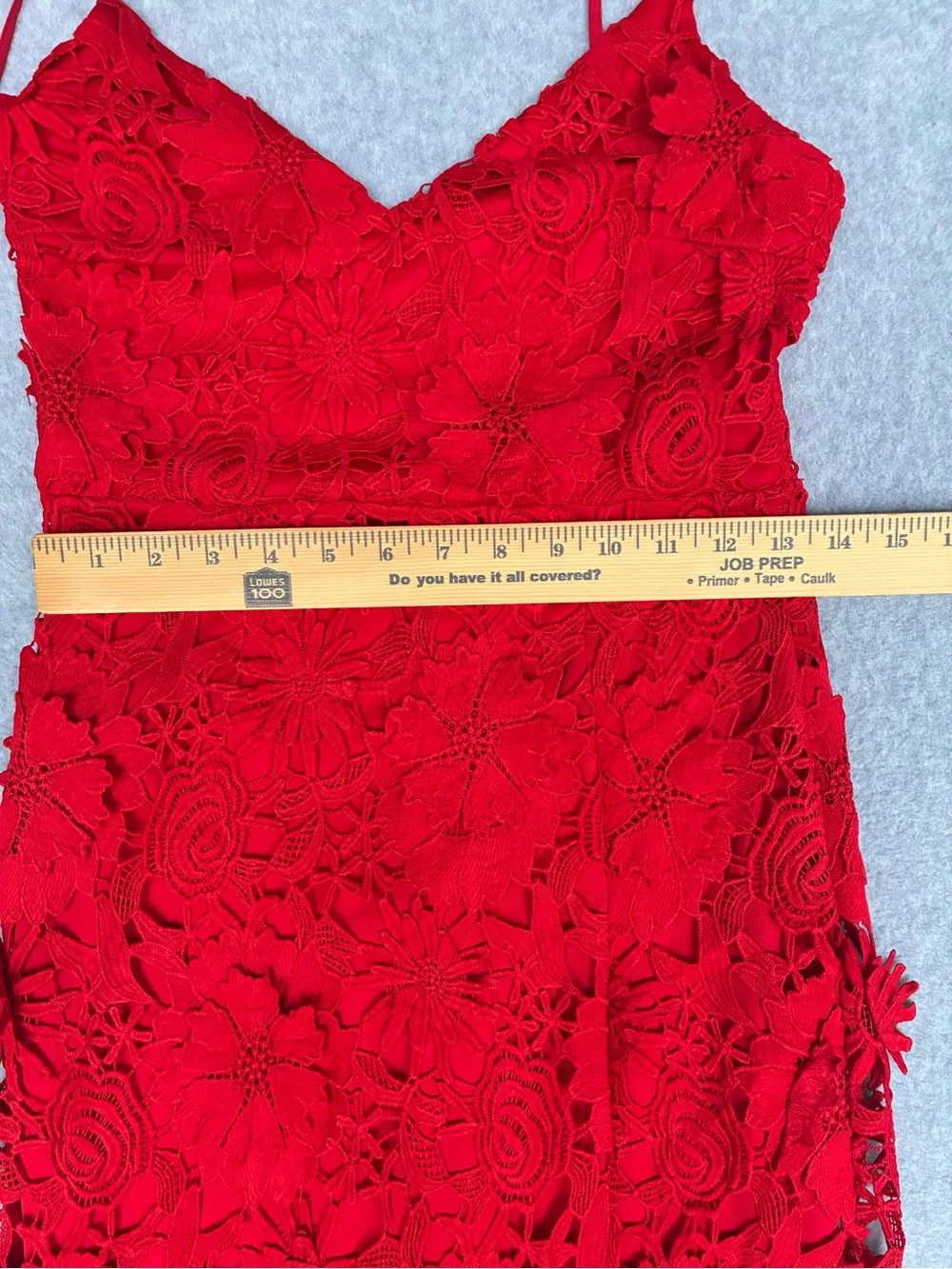 Lulus Steal Your Heart Red Crochet Lace Midi Dress XS Sleeveless Side Slit - Picture 10 of 11
